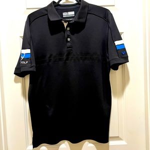 Callaway Topgolf Mens Polo Medium Black, blue and white